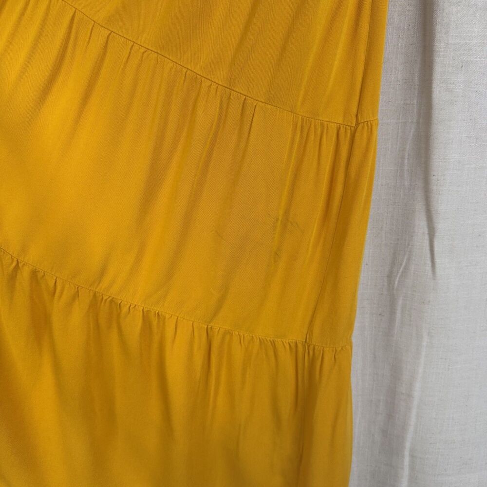 yellow boho crochet lace tiered midi dress spaghetti straps sleeveless size xl - Picture 3 of 10